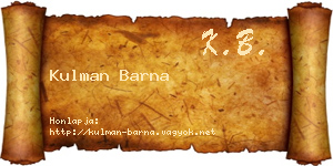Kulman Barna névjegykártya