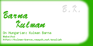 barna kulman business card